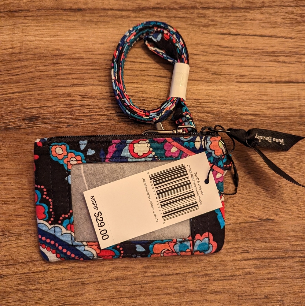 NWT Vera Bradley Zip ID & Lanyard in Haymarket Paisley
